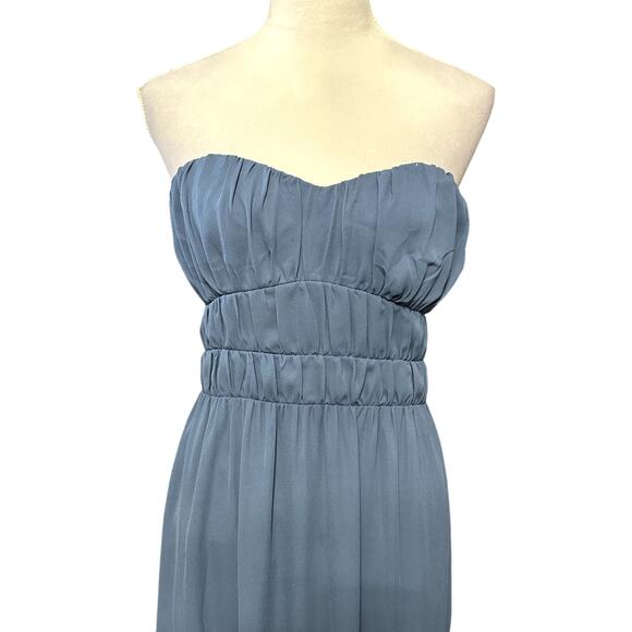 WAYF Talia Tiered Maxi Dress Strapless Smocked Stretchable Bodice Blue W M NWOT - Picture 3 of 9